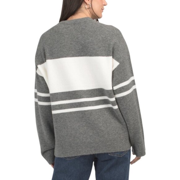 THEORY Merino Wool And Cashmere Blend Color Block Sweater - Picture 2 of 2